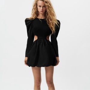 ZARA NWT Black Puff Sleeve Balloon Mini Dress